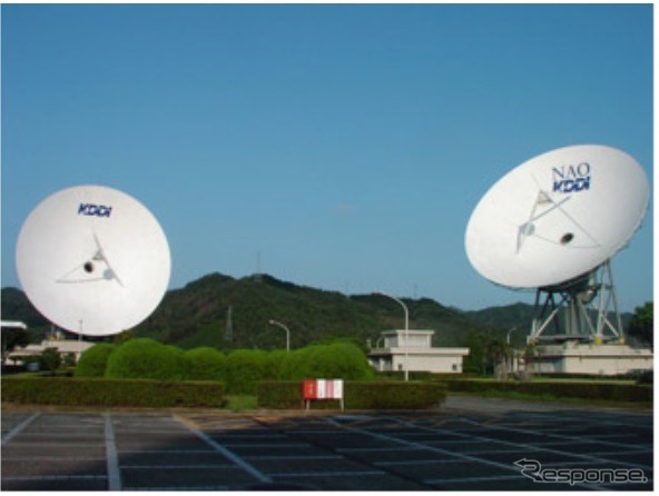電波望遠鏡として活用する2台のパラボラアンテナ（左が今回提供するアンテナ）