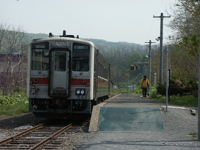 留萌本線の増毛駅。雪害のため運休していたが、4月28日から再開する予定。