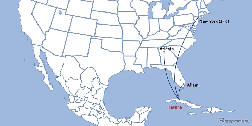 デルタ航空、ハバナ＝ニューヨーク、アトランタ、マイアミ線を開設へ