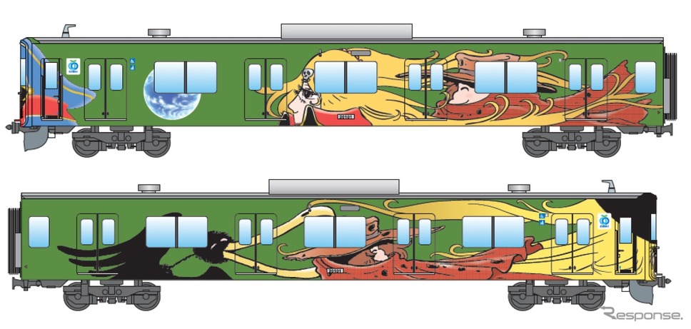 2代目「銀河鉄道999デザイン電車」のイメージ。10月8日から運転される。