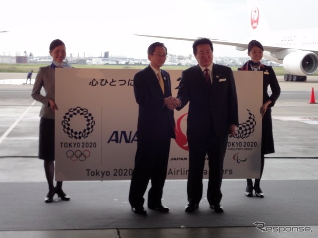 東京2020特別デカール機公開記念イベント（10月14日、羽田空港JAL M2格納庫）