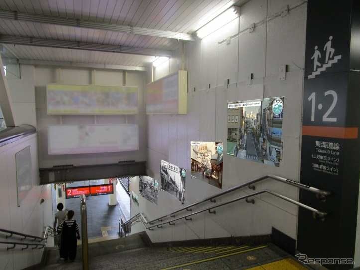 開業100周年にあわせて辻堂駅の階段などに設置される写真パネルのイメージ。11月25日頃から掲出される。