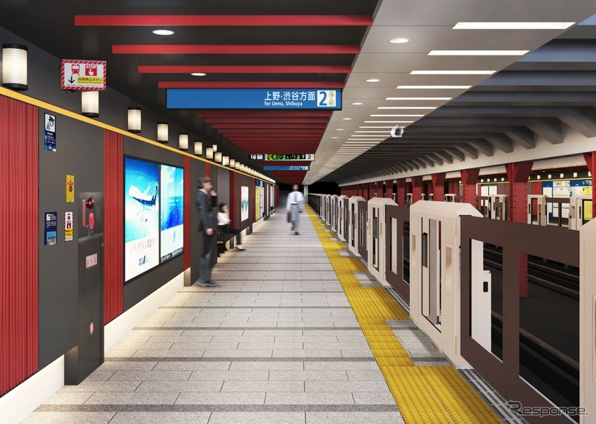 浅草駅のホームドア設置イメージ。6月24日から使用する。