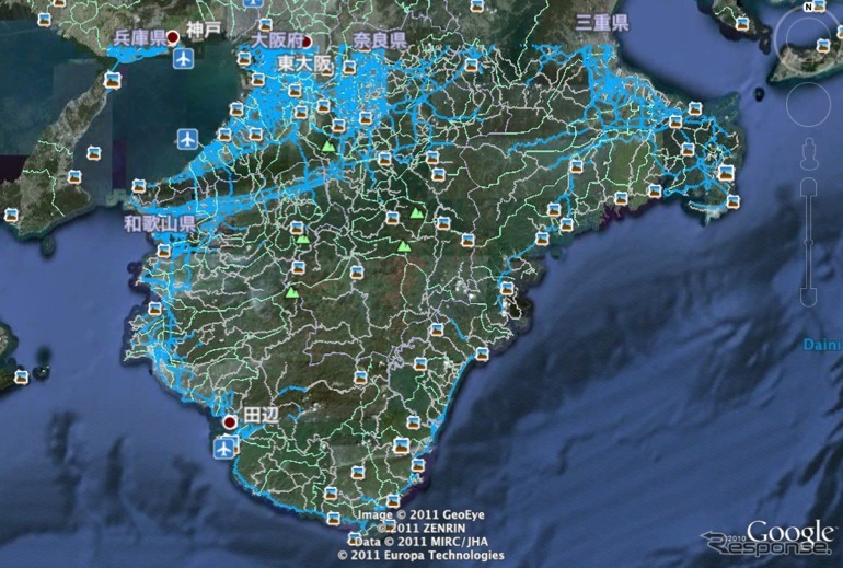 ホンダは、台風12号の被害を受けた紀伊半島エリアの通行実績情報を公開