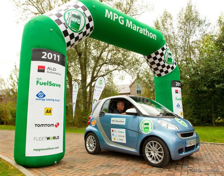 英国のMPGマラソン2011で35.13km/リットルという新燃費記録を打ち立てたスマートフォーツーcdi