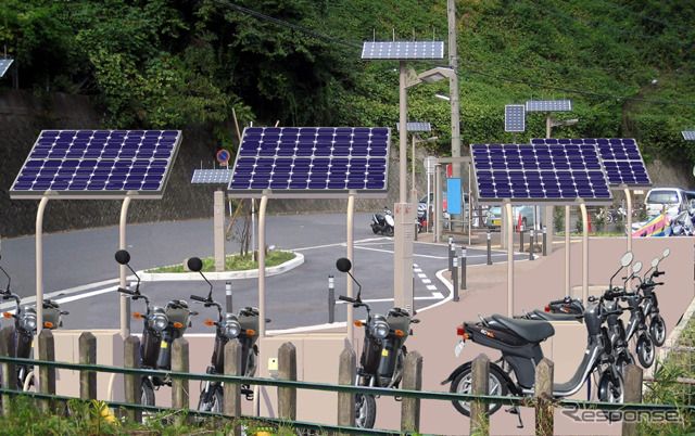 岐阜県多治見市は、ヤマハの電動バイク EC-03 を太陽光で充電して貸出