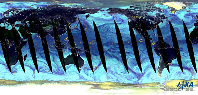 AMSR2による地球全体の疑似カラー合成画像