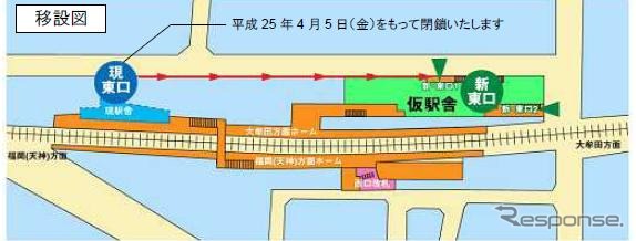 西鉄、大牟田線連続立体交差に伴って下大利駅を仮駅に移転