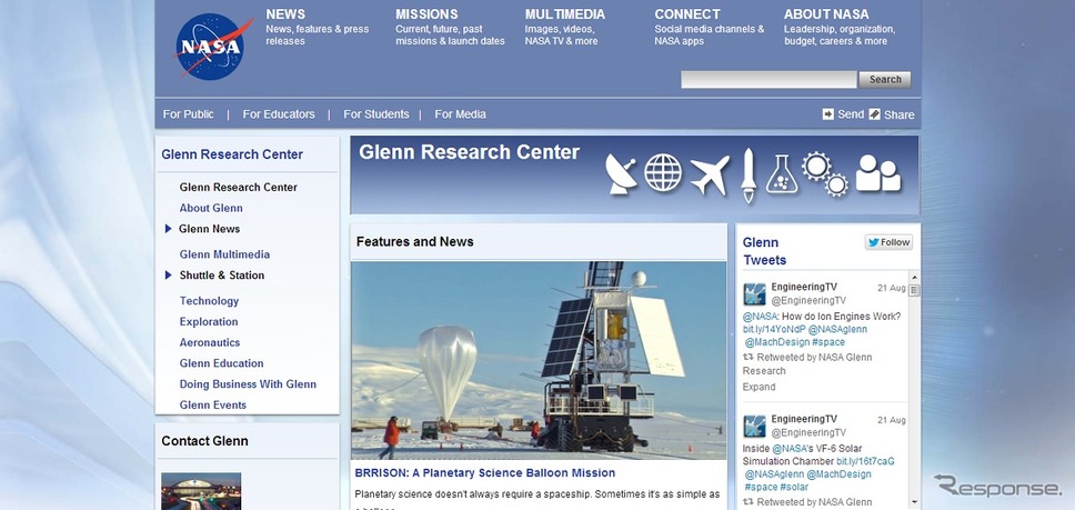 NASAグレン研究センターwebサイト