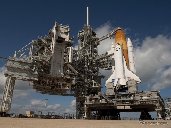 2010年2月6日、スペースシャトル「エンデバー」打ち上げ準備中のLC-39A。