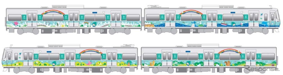 名鉄は5月10日から、7代目となる「エコムーブトレイン」を運行すると発表。画像は側面のラッピングイメージ
