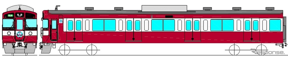 7月19日から運転を開始する「RED LUCKY TRAIN」。9000系9003号編成を京急車に似せた赤白2色の塗装に変える。