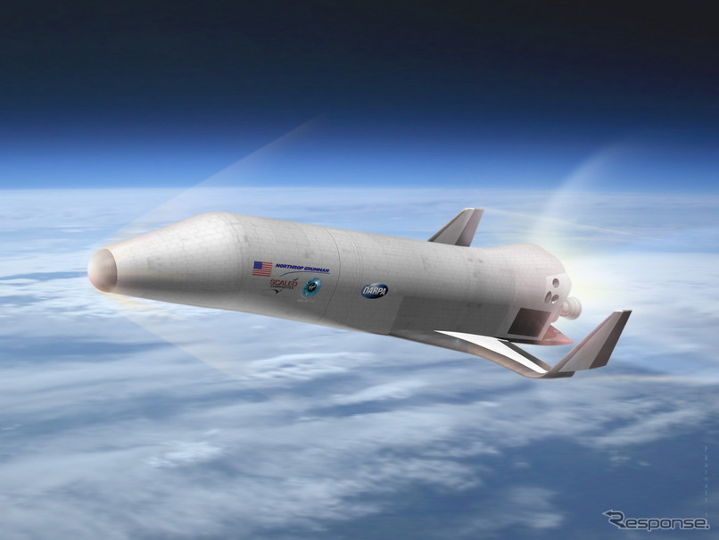 ノースロップ・グラマンとスケールド・コンポジッツ、ヴァージン・ギャラクティックの3社が共同開発するDARPA XS-1再使用型宇宙船のイメージ