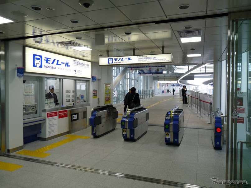 東京モノレール羽田空港線の羽田空港国際線ビル駅。このほどUQのWiMAX2＋が利用できるになった。