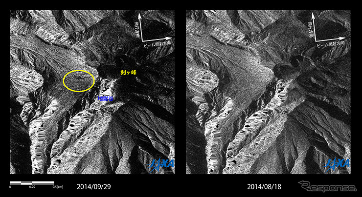 JAXA、陸域観測技術衛星2号「だいち2号」（ALOS-2）で9月27日に噴火した御嶽山を緊急観測