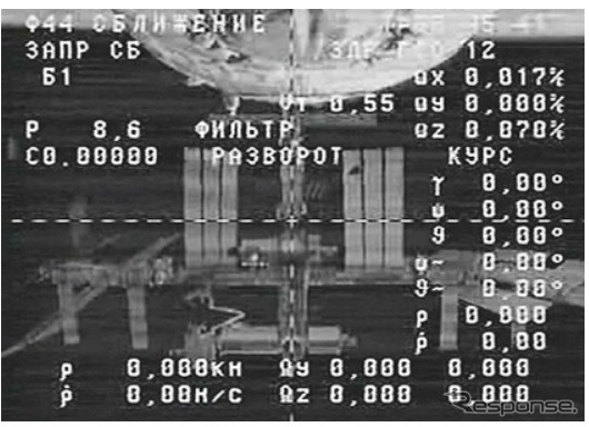 ISSから分離したプログレス補給船（57P）のモニタ画面