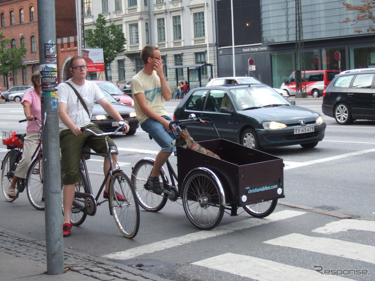 自転車に赤ちゃん＆ペット用カーゴ…デンマーク コペンハーゲン
