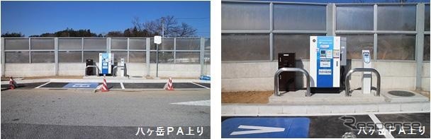 八ヶ岳PAの電気自動車用急速充電サービスのステーション