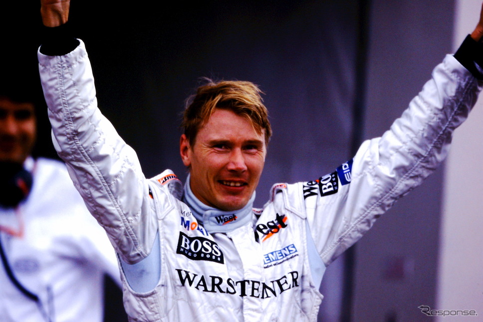 1999年の日本GPで2年連続F1王座獲得を決めたハッキネン。