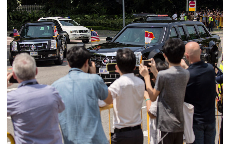 米朝首脳会談 トランプ大統領と金委員長の車 フォトレポート 11枚目の写真 画像 レスポンス Response Jp