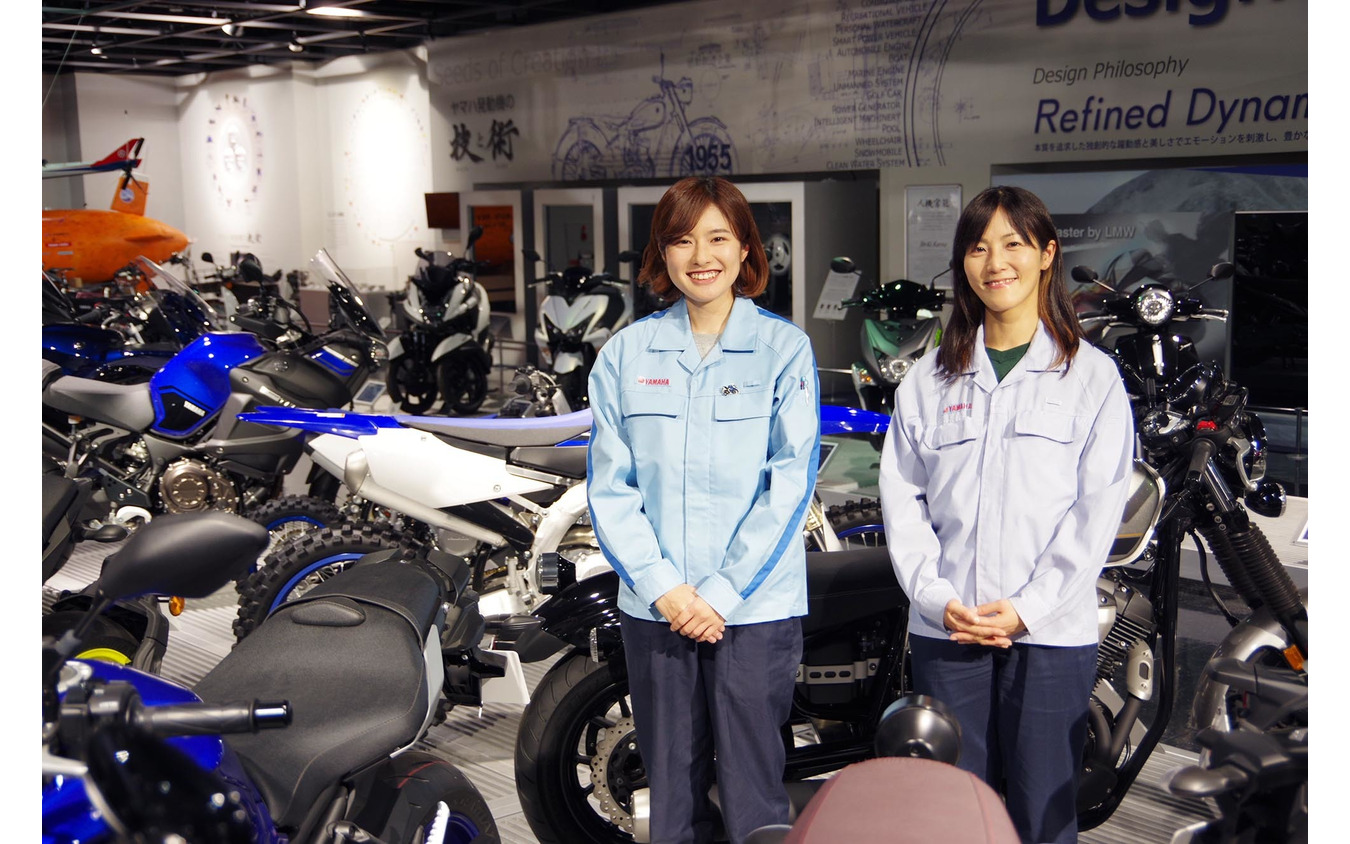 ヤマハ発動機の女性エンジニア、と渡邊真帆さん（左）と神谷久美子さん（右）