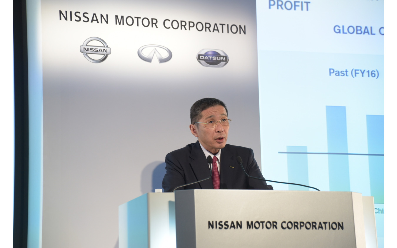 決算を発表する日産自動車の西川社長（5月15日）