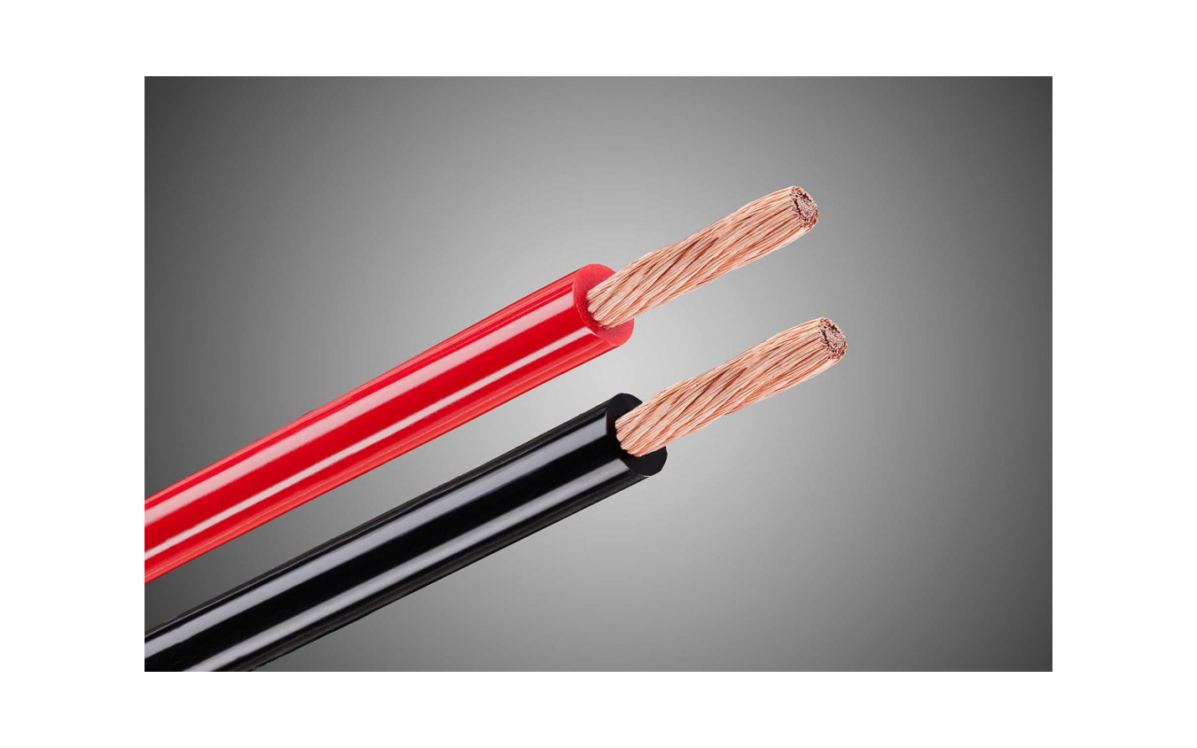 市販パワーケーブルの一例(チェルノフケーブル・STANDARD DC POWER 8AWG)。
