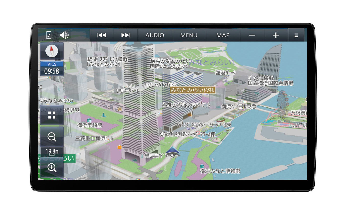 「ハイレゾ音源」の再生が可能な「AV一体型ナビ」の一例(パナソニック・ストラーダ CN-F1X10BHD)。