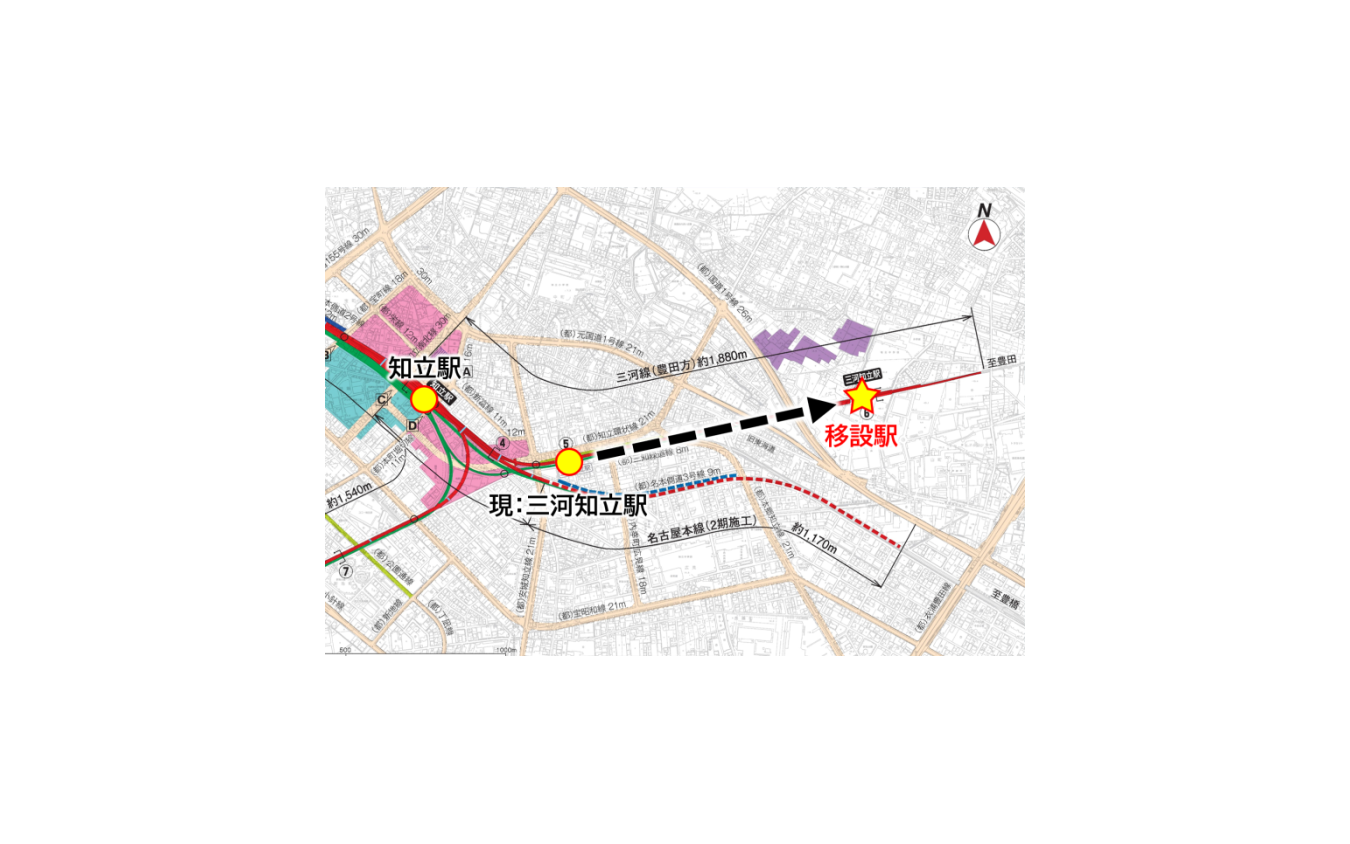 三河知立駅の移設概要。