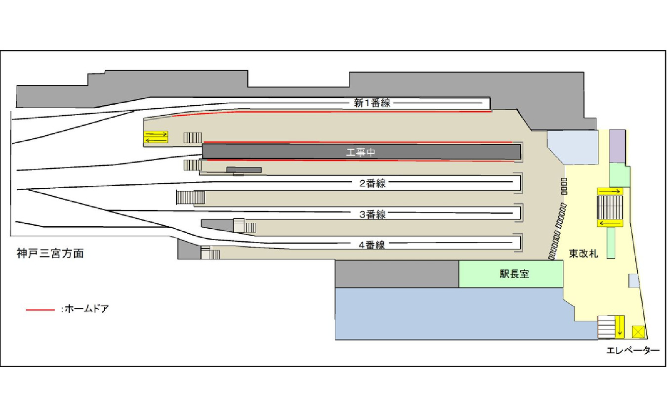 現行の大阪梅田駅構内。