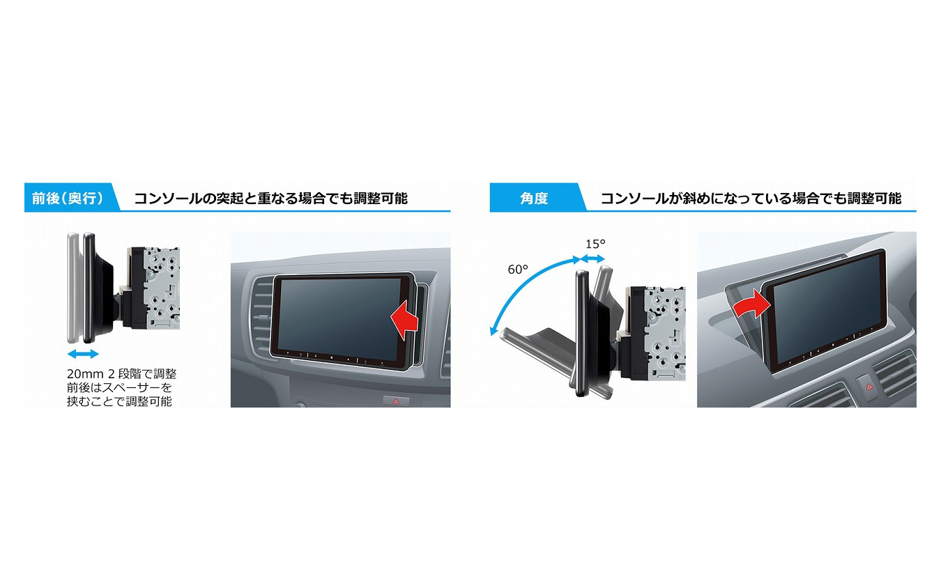 フローティングモデルのモニター部は上下・左右・前後・角度と幅広い可動範囲