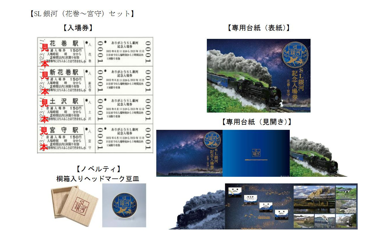 「ありがとうSL銀河記念入場券」の花巻～宮守セットの内容。