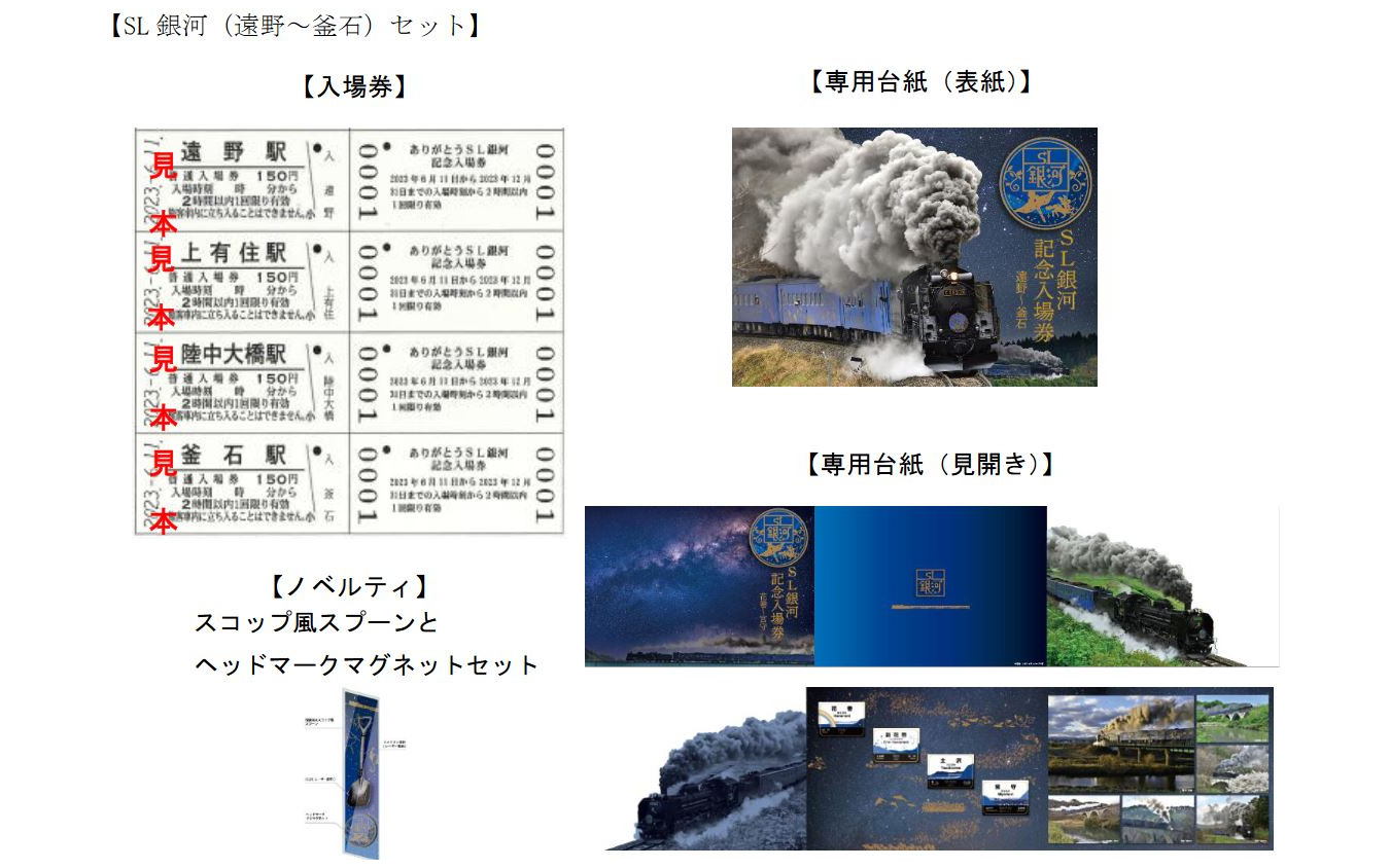 「ありがとうSL銀河記念入場券」の遠野～釜石セットの内容。