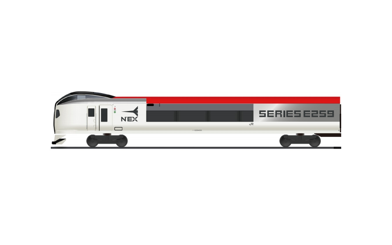 先頭車の後部側面も大胆に変わるE259系のリニューアル後デザイン(クロE259)。