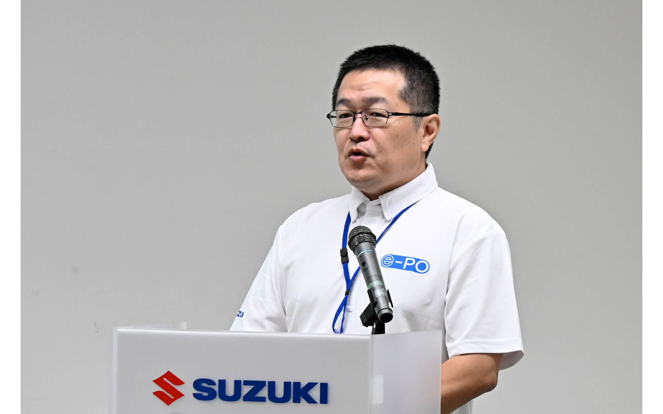 スズキ e-PO の先行開発を担当した神谷洋三さん(二輪パワートレイン技術部技術企画課)