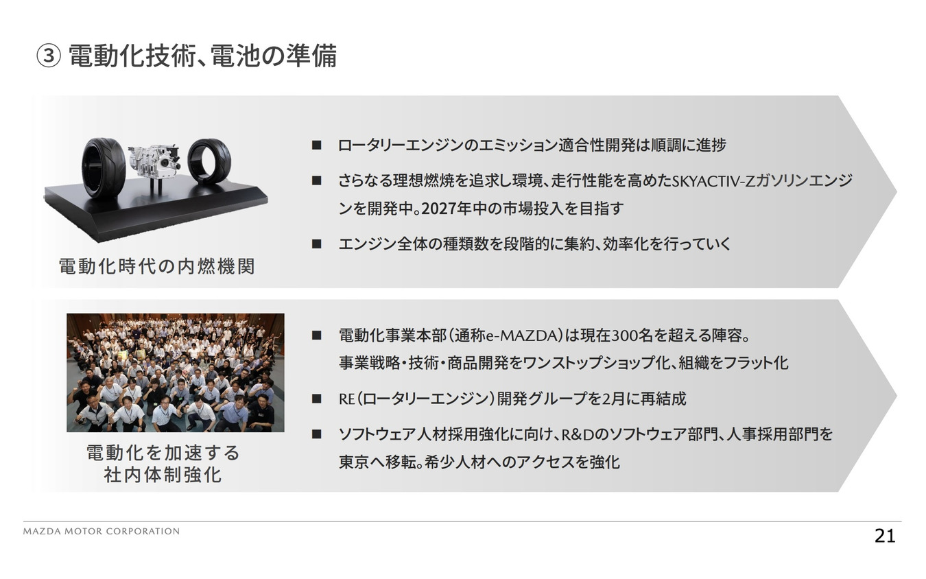 「SKYACTIV-Z」エンジンを2027年中に投入する見通し(2025年3月期 第2四半期決算発表会資料より)