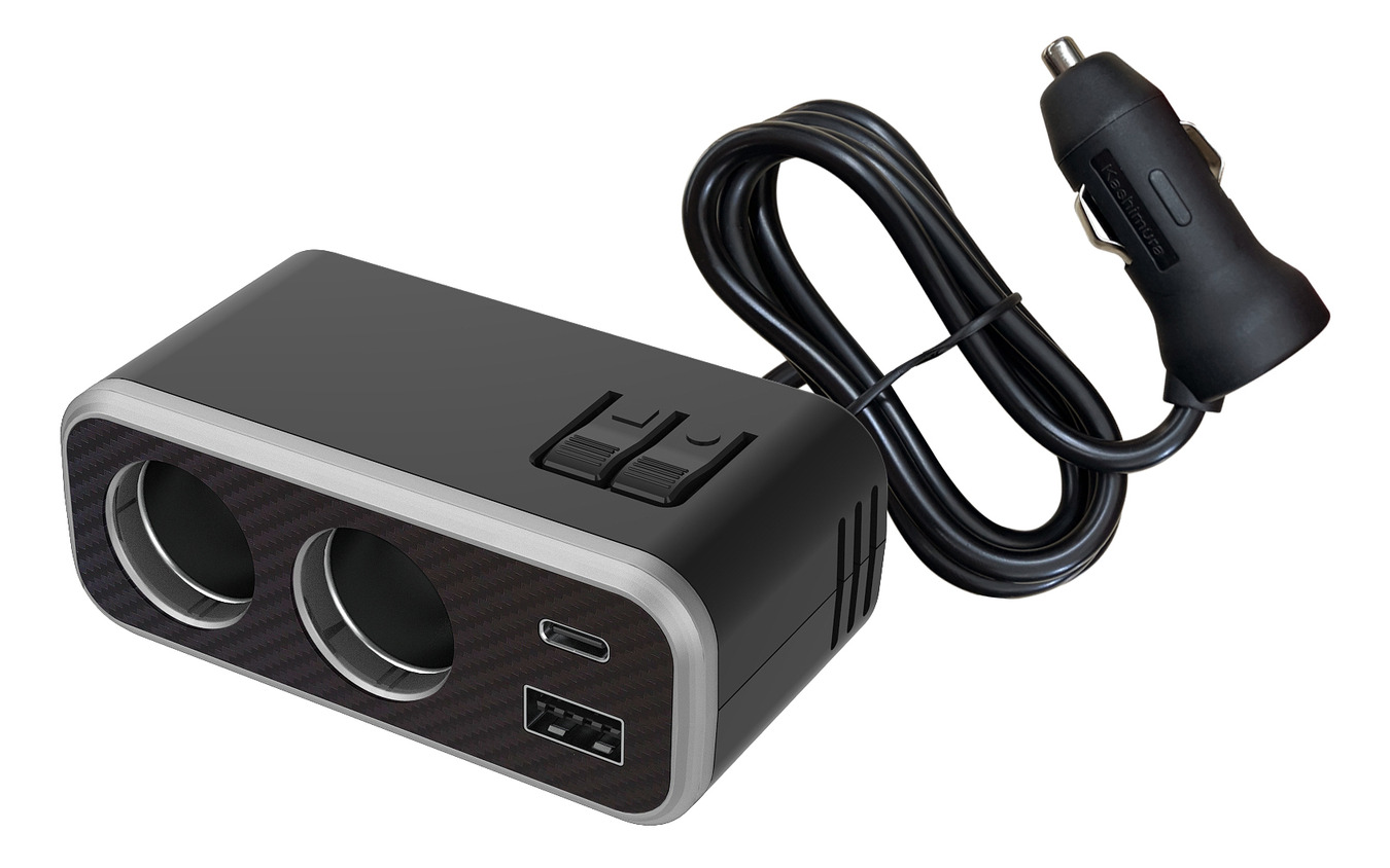 Kashimura・2連セパレートソケット PD30W/リバーシブルUSB レインボーライト付き(KX-244)