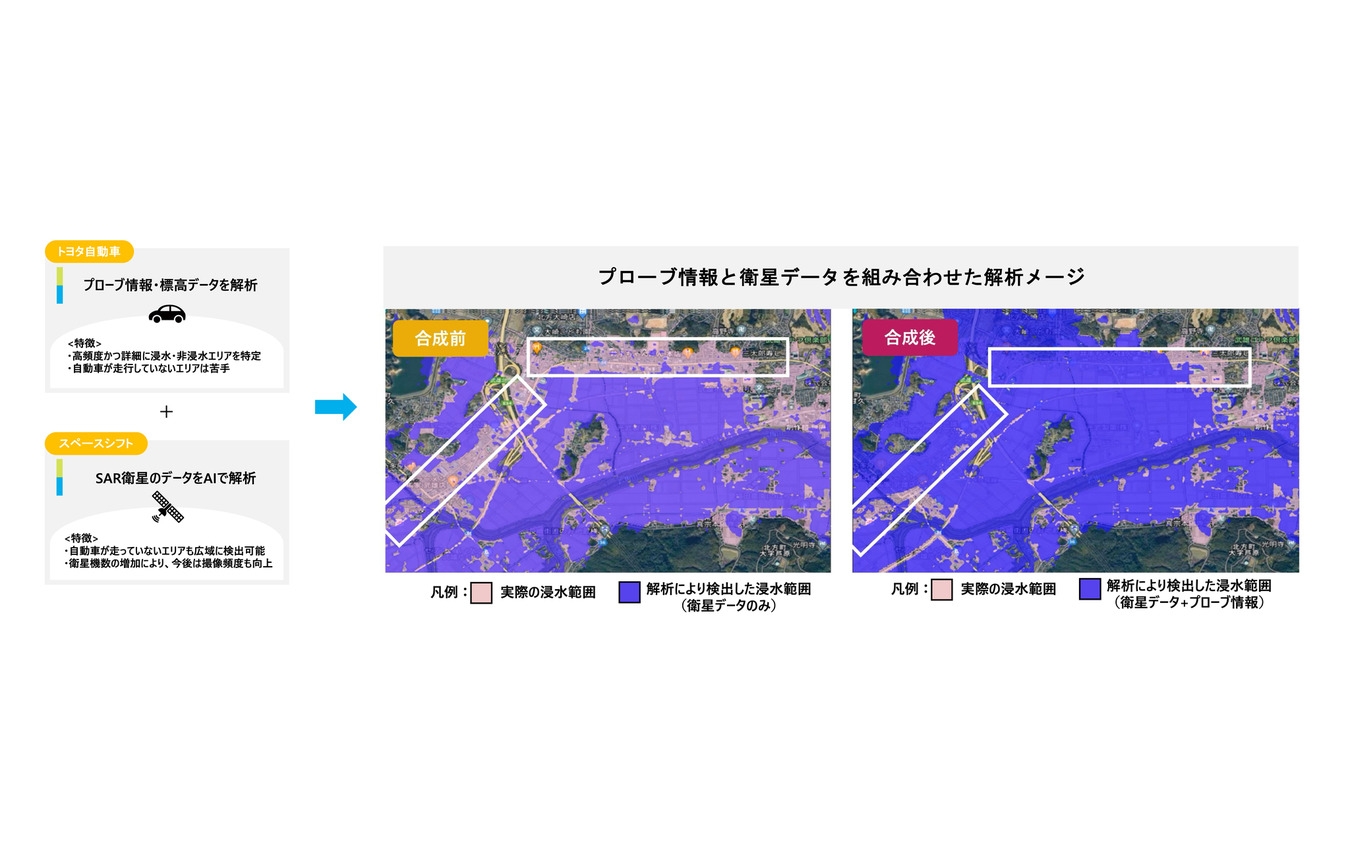 衛星データと車両走行データを組み合わせた新たな災害対策ソリューションのイメージ