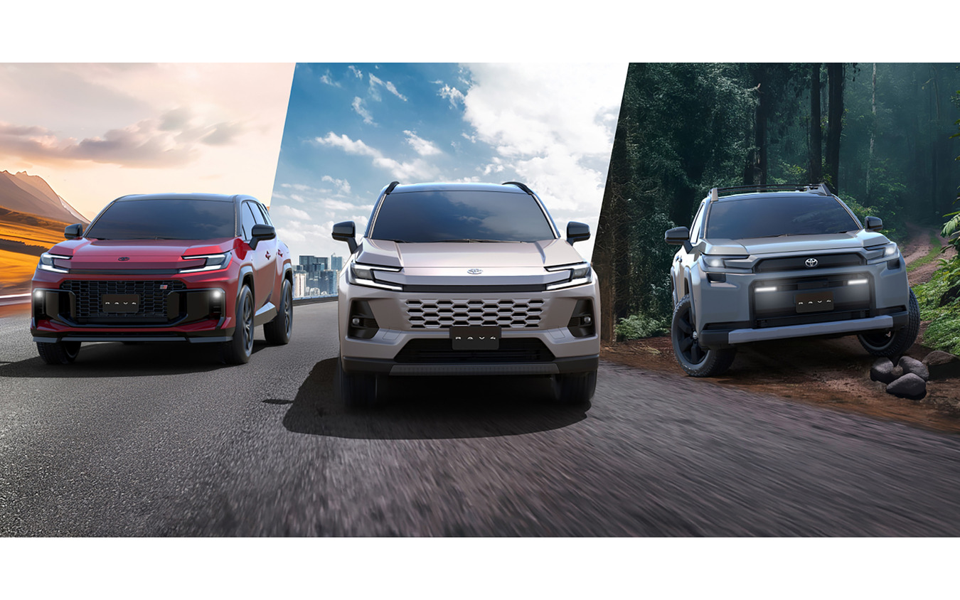 トヨタ RAV4 新型、左からGR SPORT、CORE、Adventure