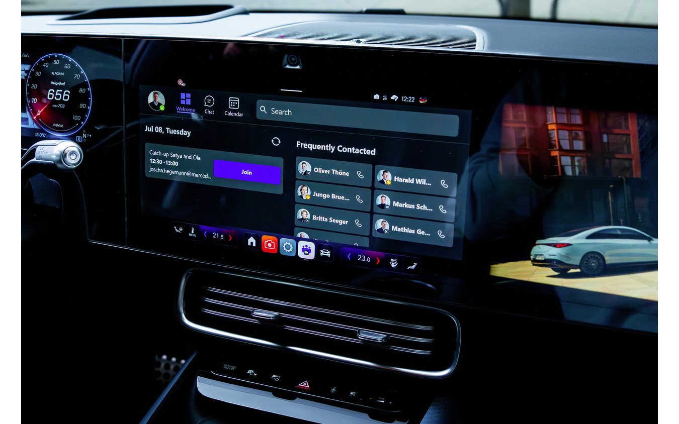 新型『CLA』から導入される最新の「MB.OS」には、Meetings for Teamsアプリ搭載