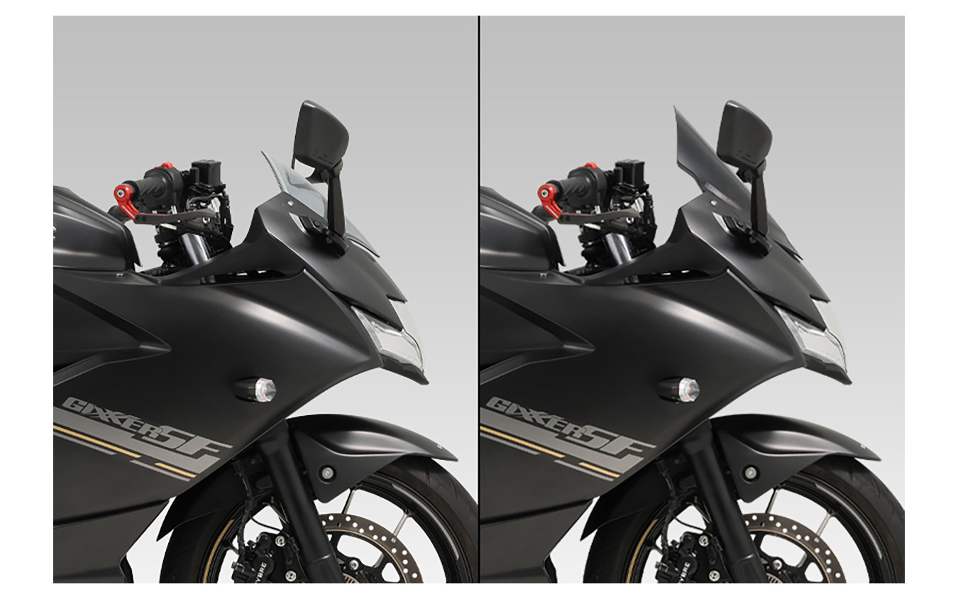 ヨシムラの「ウインドアーマー」を装着したジクサー SF250(右)