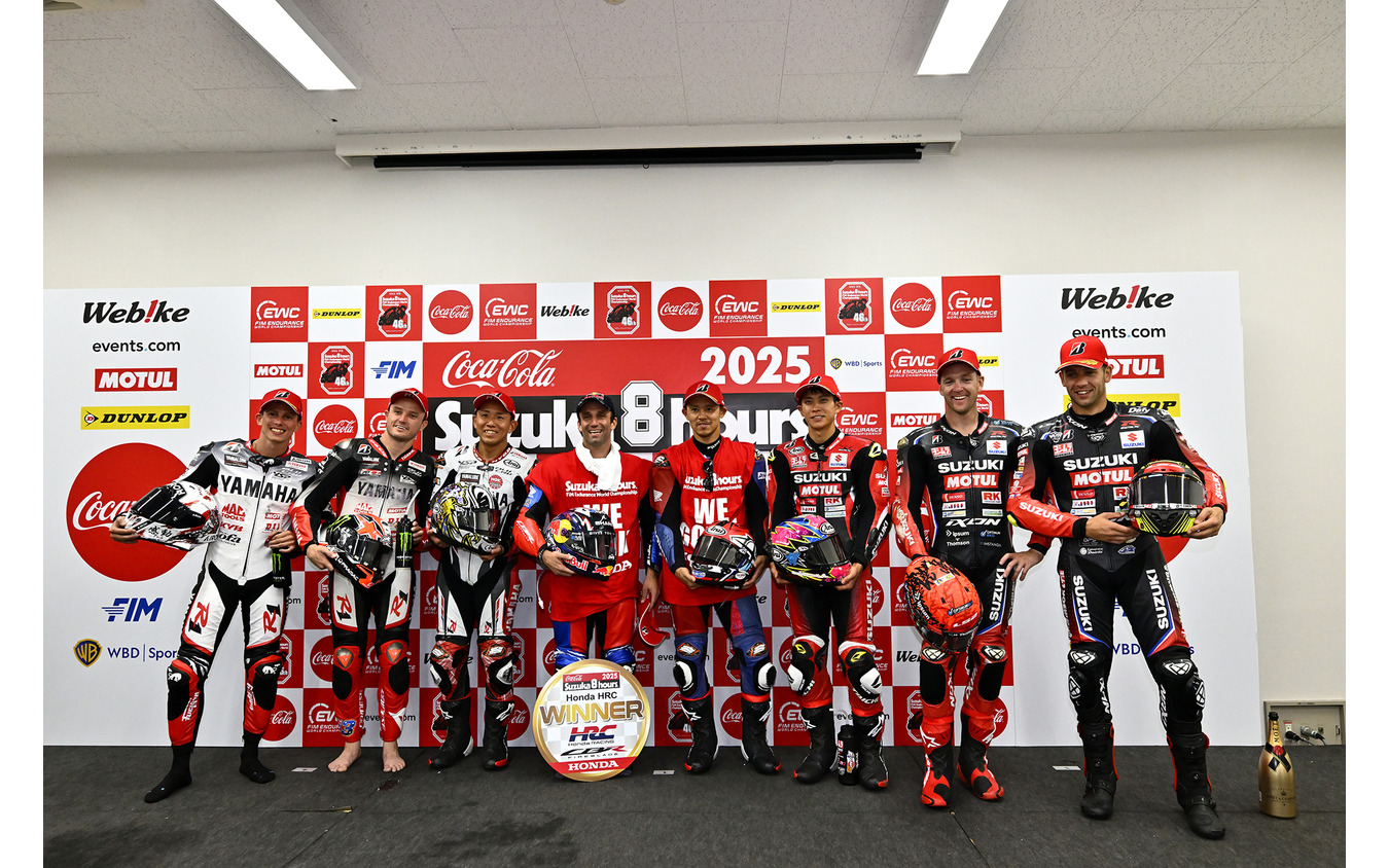 「鈴鹿8耐2025」トップ3チーム。Honda HRC(中央)は2人体制で優勝