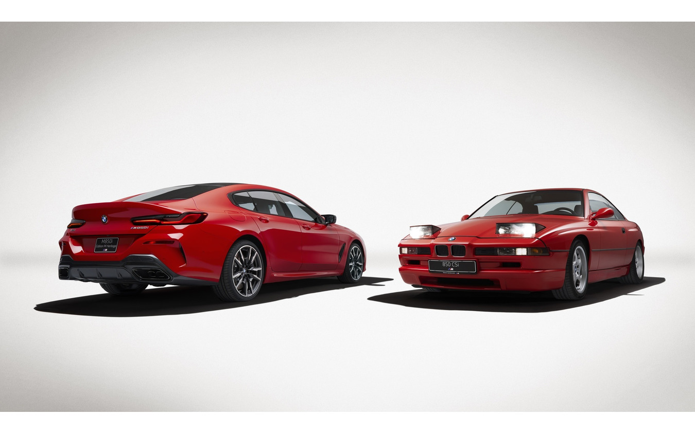 BMW M850i エディション M ヘリテージ(左)と初代8シリーズ