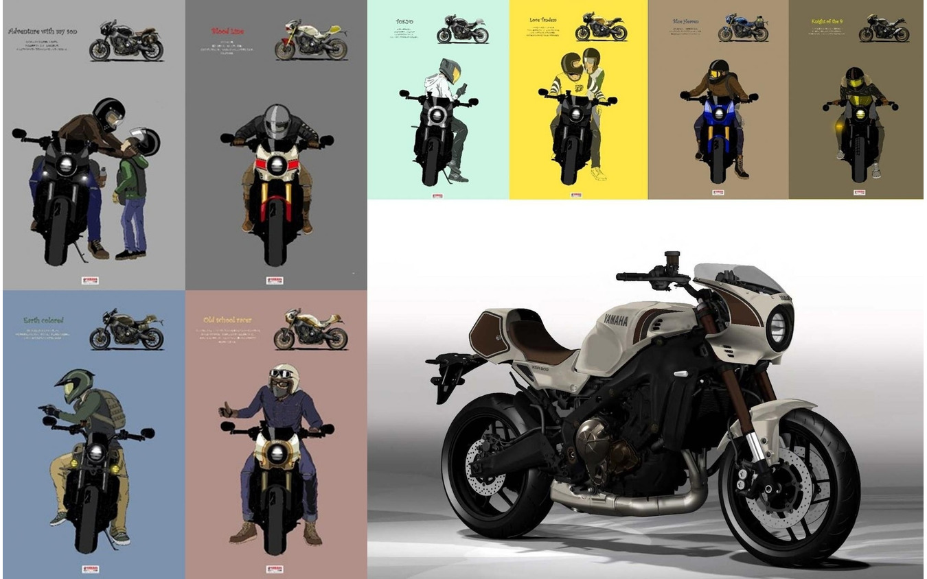 初期の企画段階では、「XSR900」とともに過ごすオーナーのスタイルをスケッチで共有。それらを実現する外装キットの開発に取り組んだ。