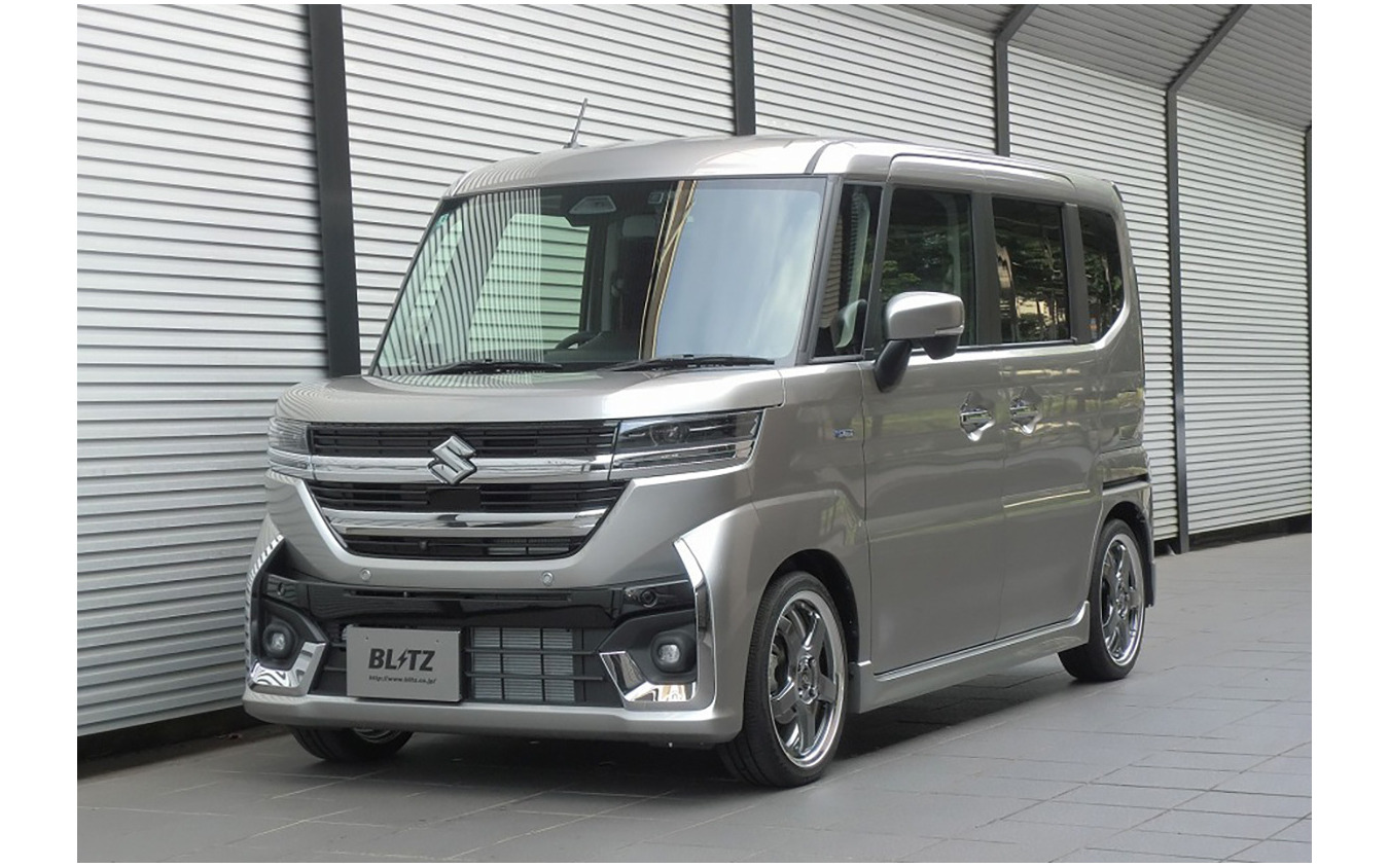 ブリッツ DAMPER ZZ-R スズキ・スペーシア4WDモデル装着例(基準車高:フロント 21mmダウン / リア 16mmダウン)