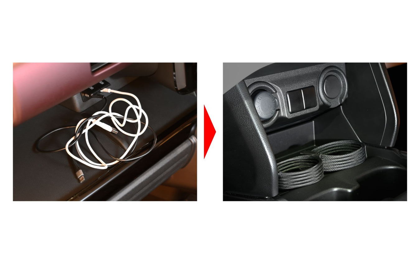 マグネットタイプでは、磁力でケーブルをすっきりと簡単にまとめられ、スマートに収納可能