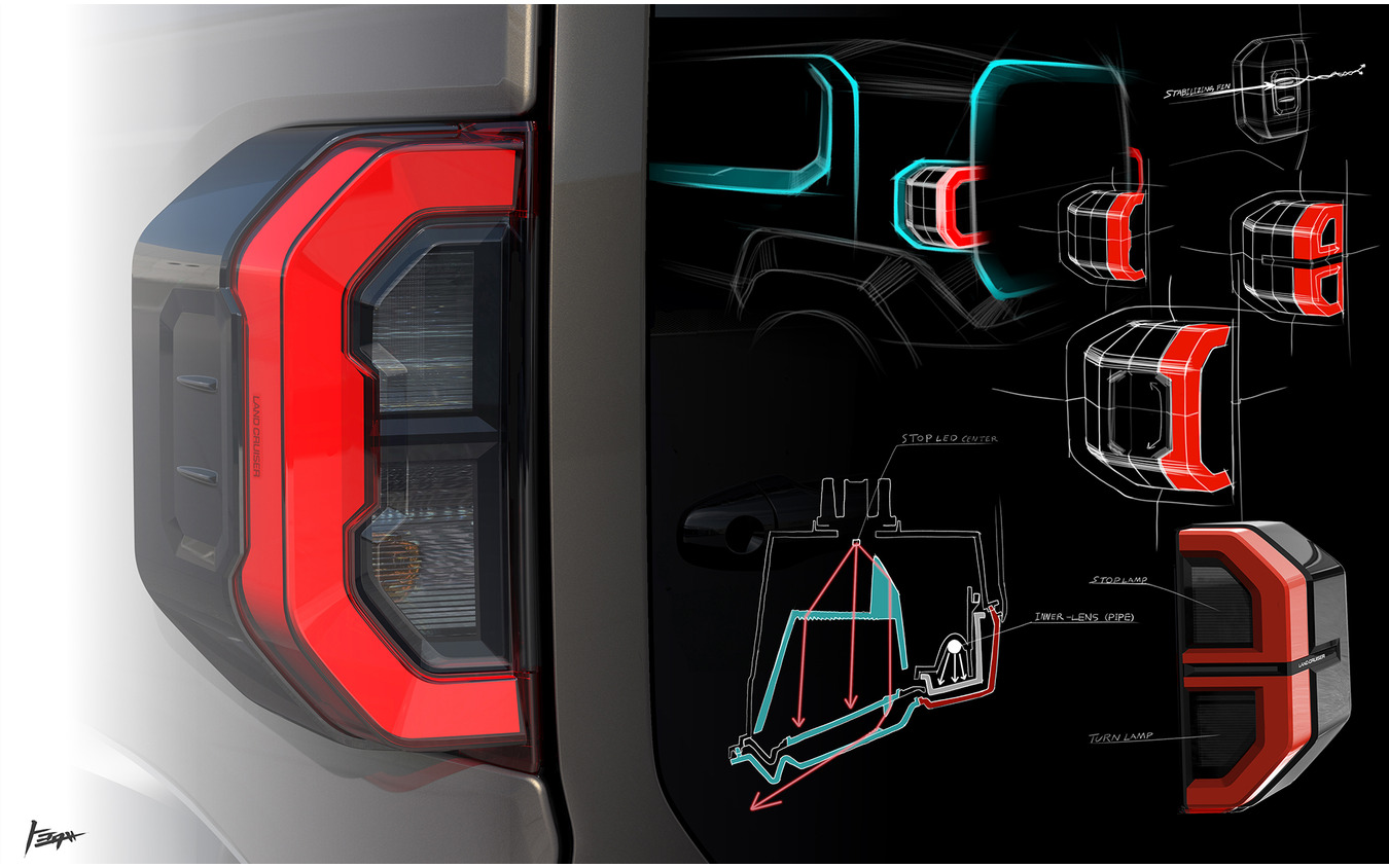 トヨタ ランドクルーザーFJのリアコンビネーションランプのデザインスケッチ