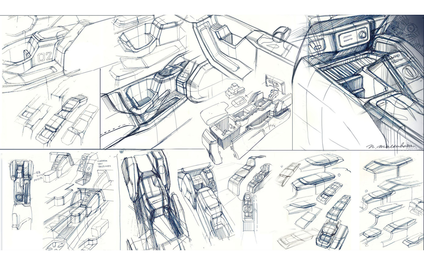 トヨタ ランドクルーザーFJのインテリアデザインスケッチ