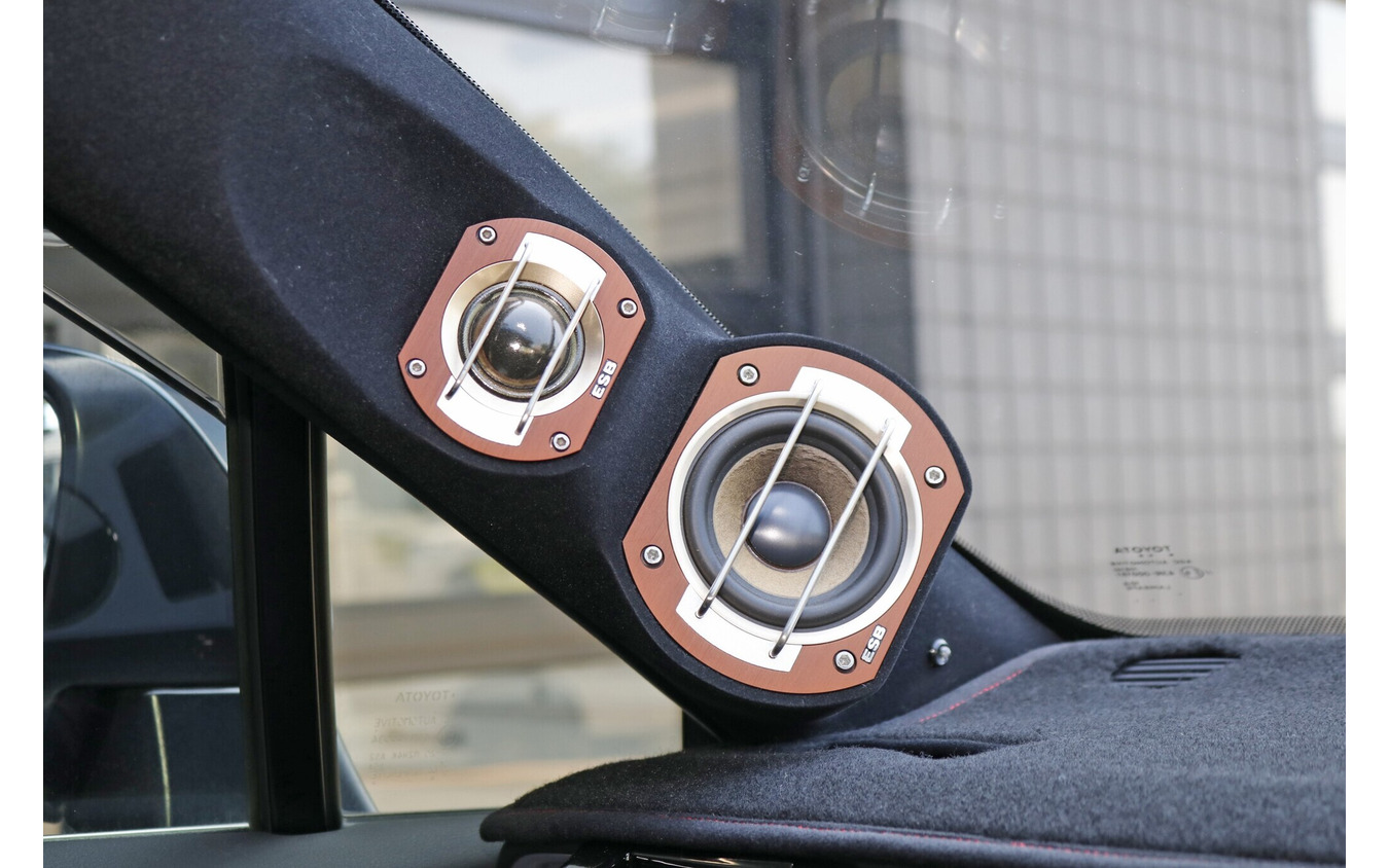 ESBのスピーカーは元気なサウンドとしっとりテイストを両立するのがお好み、デザイン面でもオーナーの目にとまったユニットだ。