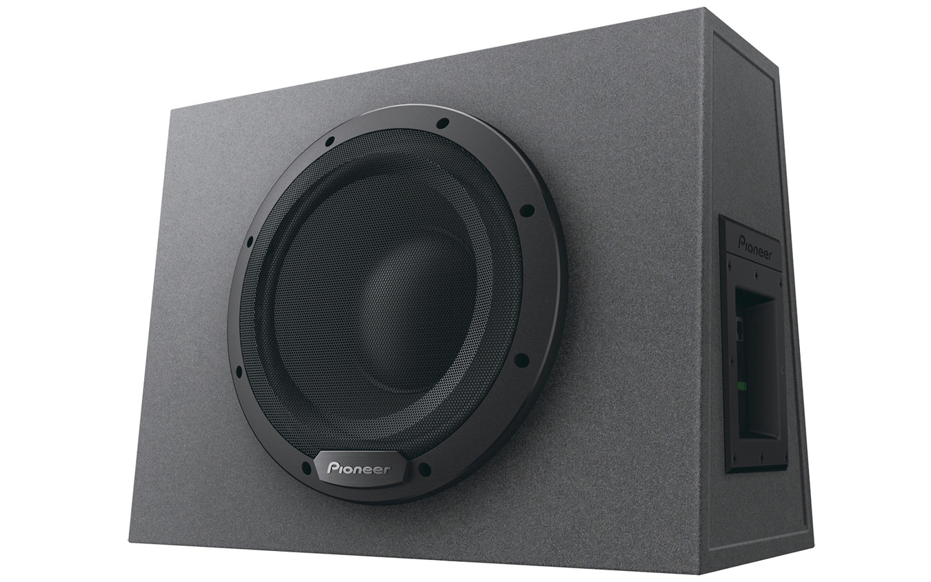 「ボックスサブウーファー（パワードタイプ）」の一例（カロッツェリア・TS-WX1010A）。